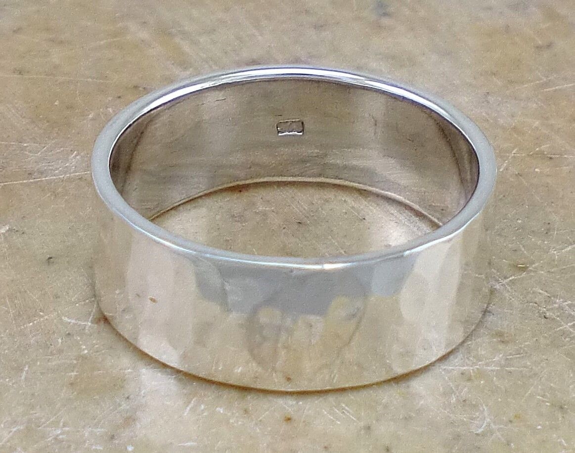THICK .925 STERLING SILVER 8MM HAMMERED BAND RING size 6 style# r2338