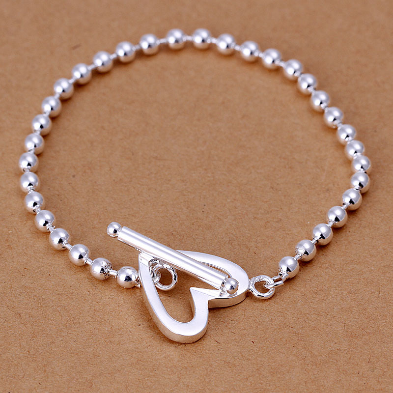 Unisex Women’s 925 Sterling Silver Bracelet Beads Size 8.5 Inches 4MM Toggle L6