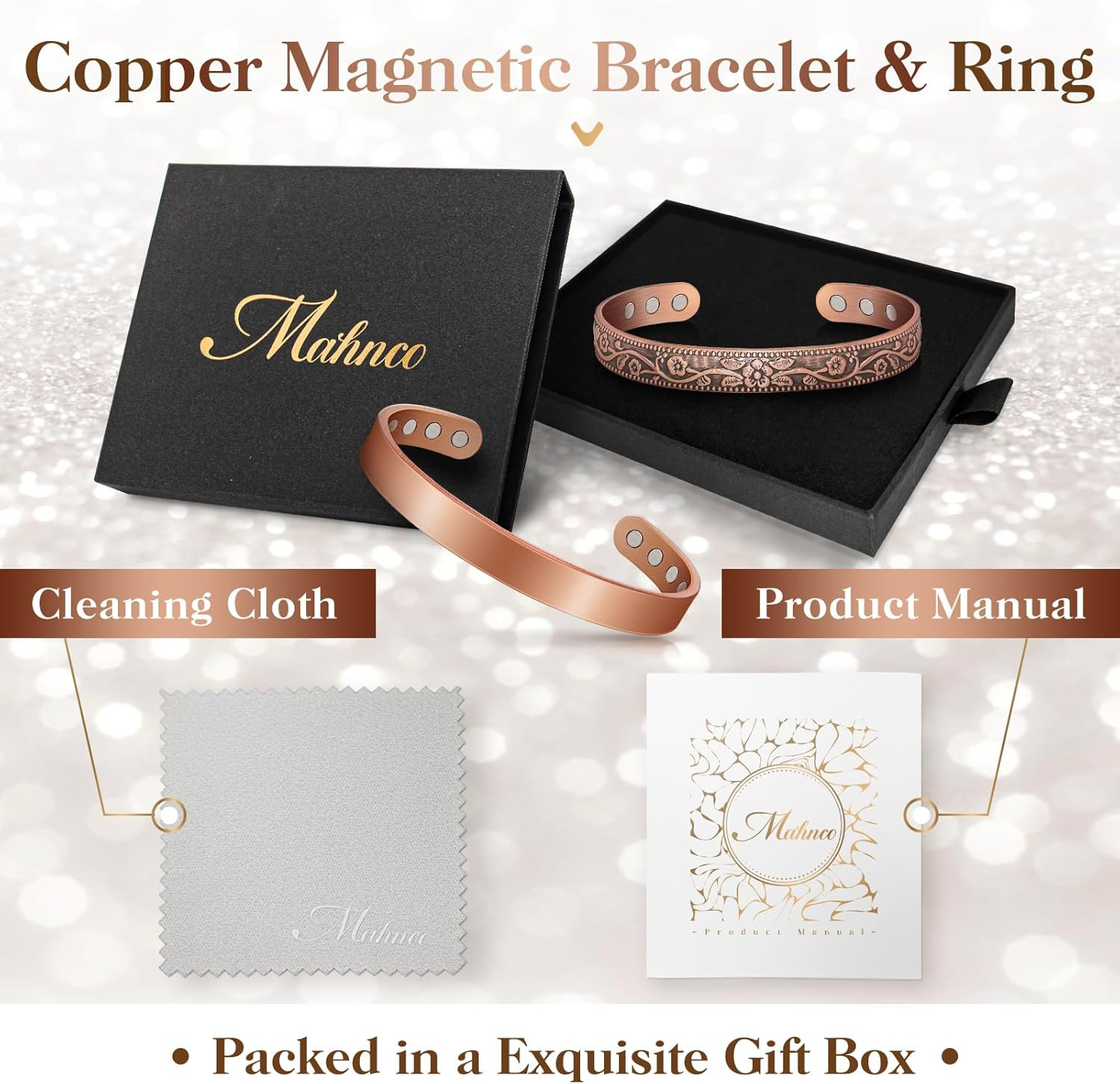 Copper Bracelets for Women Men: Lymph Detox Magnetic Bracelet, 100% Pure Copper