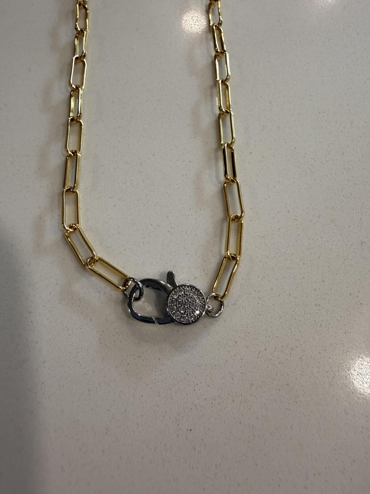 Frieda Rothman gold over brass paperclip chain