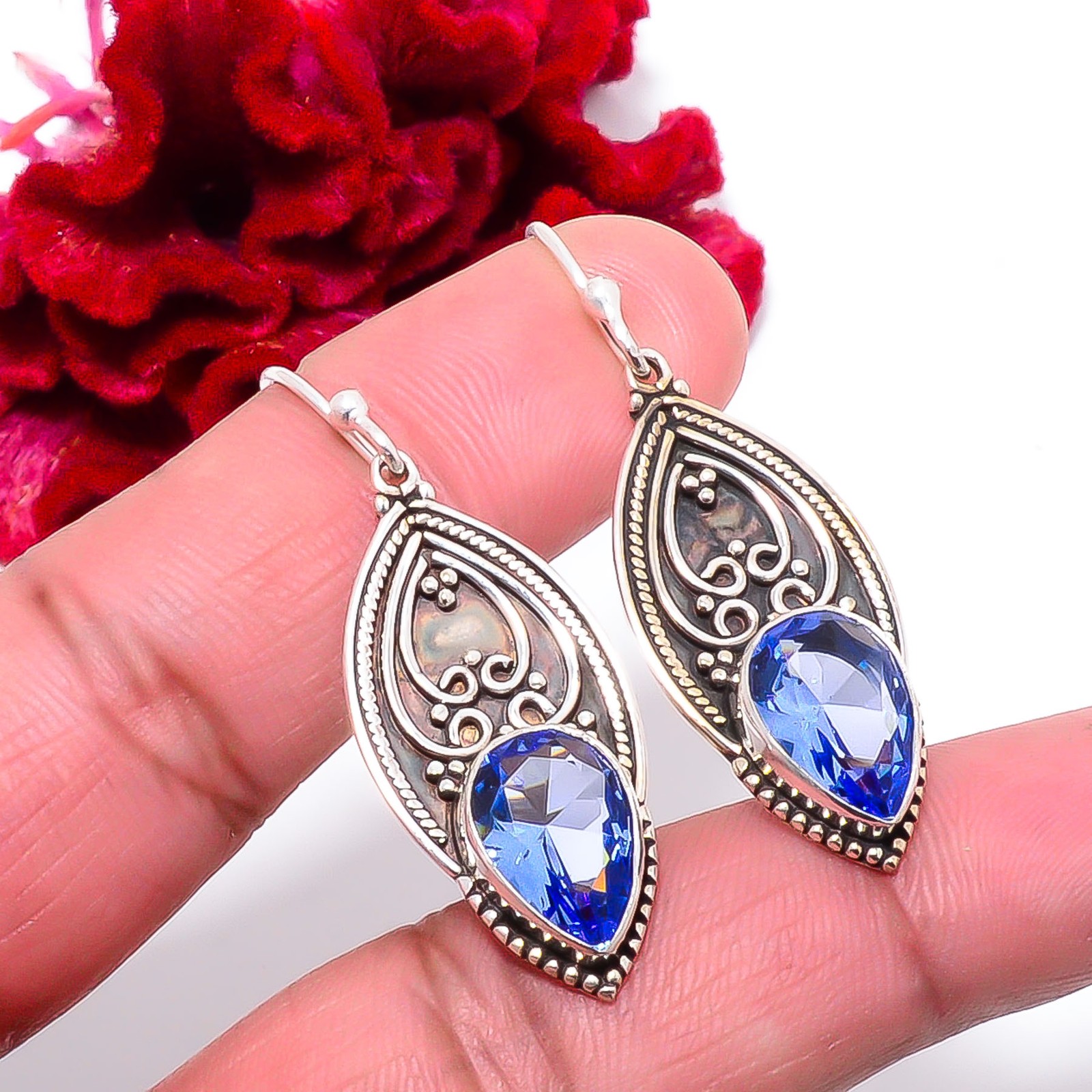 Tanzanite Handmade 925 Sterling Silver Earring 1.76 Sku52, Christmas Gift