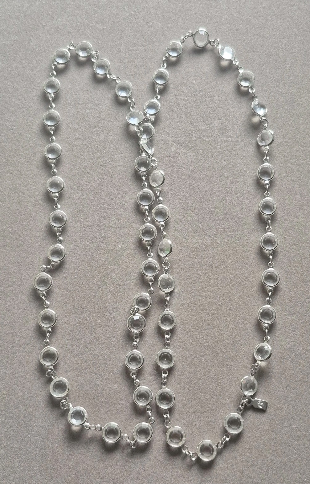Swarovski Crystal Swan tag bezel beaded long necklace