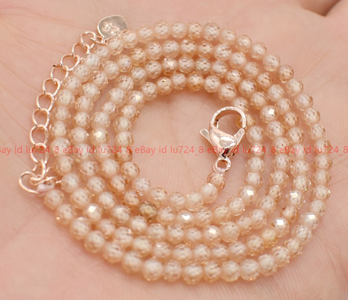 Fashion 3mm Natural Multicolor Zircon Round Faceted Gems Beads Necklace 14-36″
