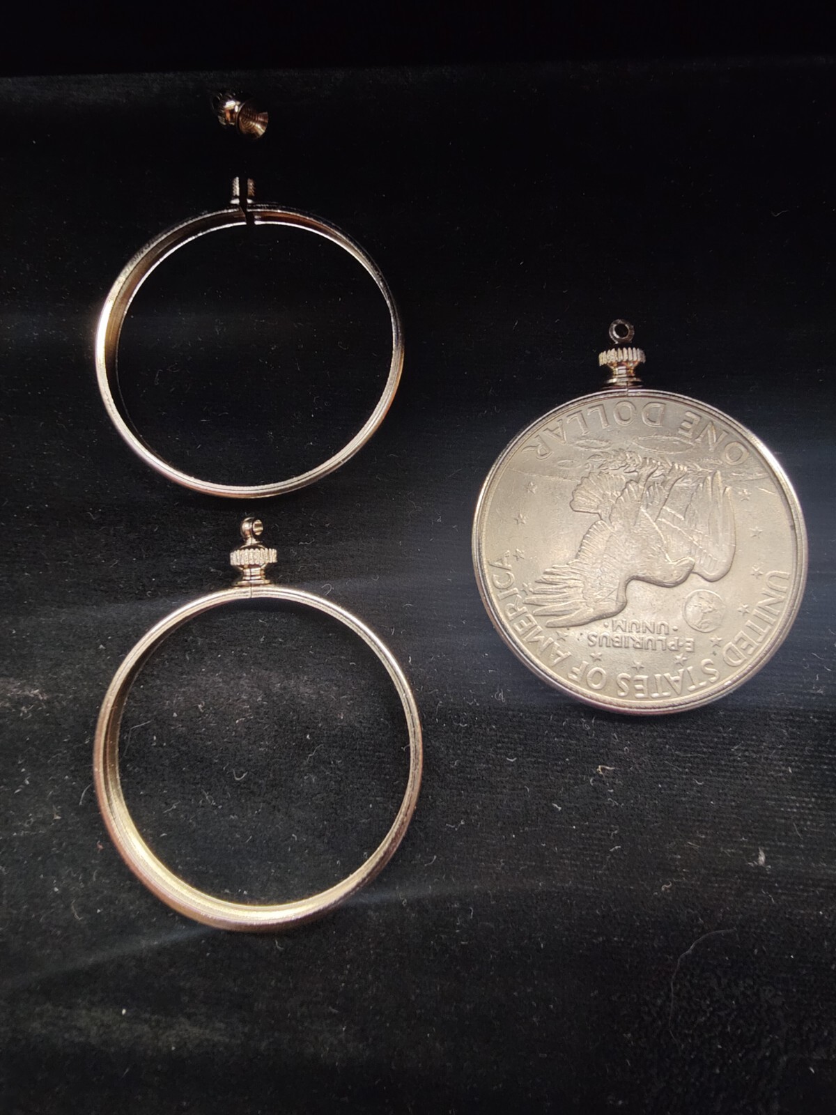 5pcs NicklePlated $1 Coin Holder Pendant Style Necklace Holder Free Ship USA