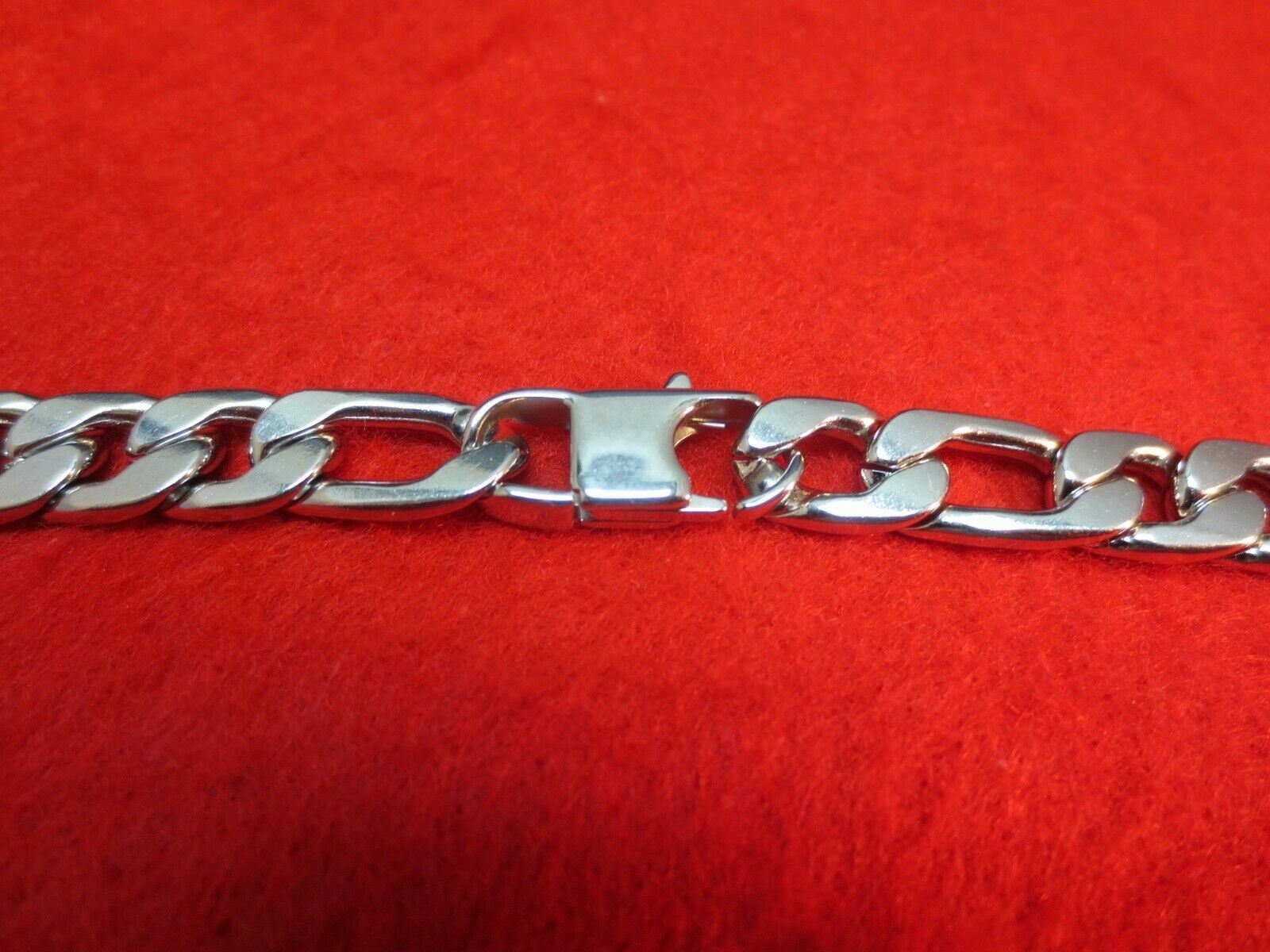 22″ 10MM STAINLESS STEEL SILVER 10MM FIGARO NECKLACE W/SPECIAL CLASP WAS $15.95
