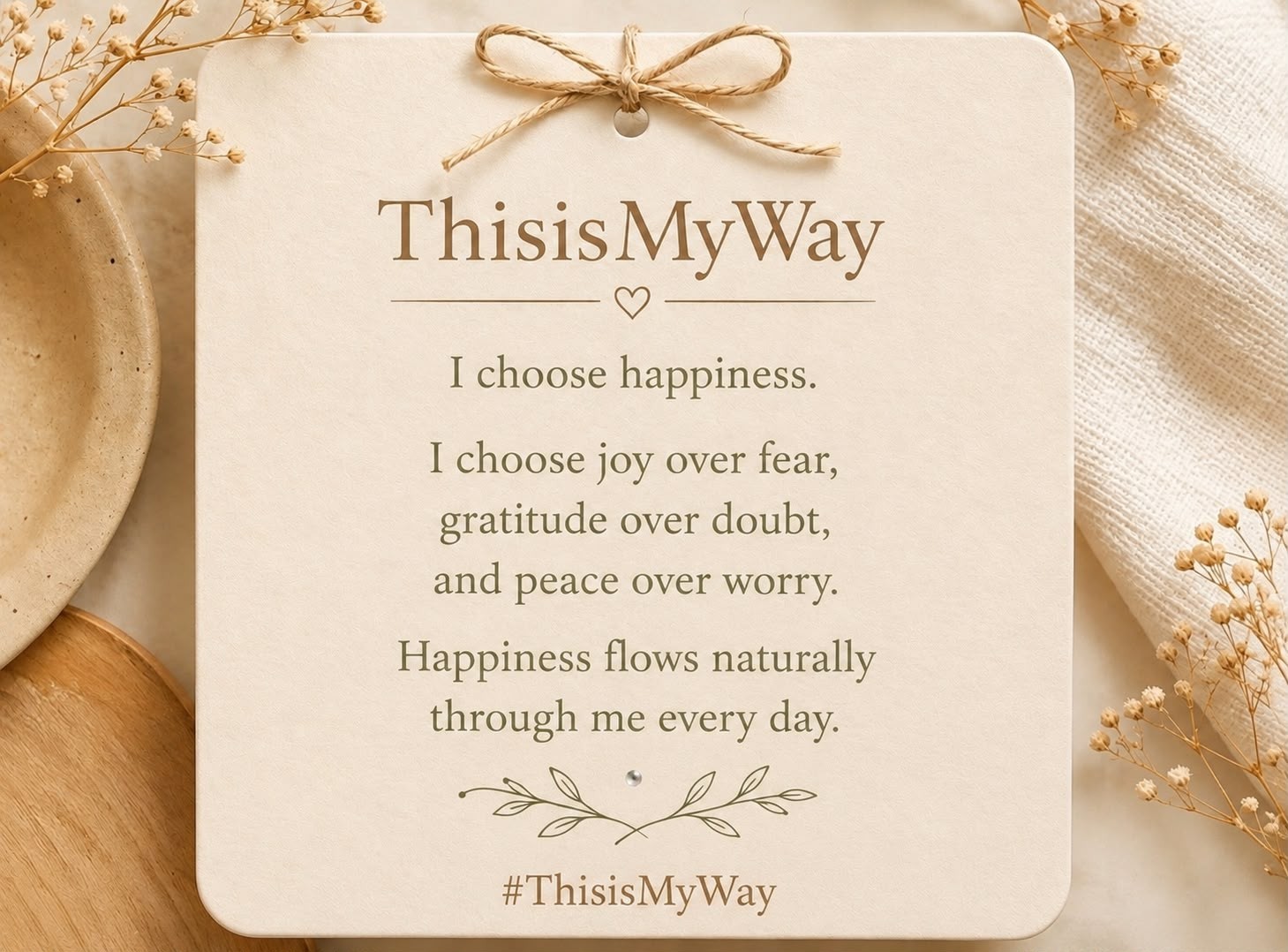 ThisisMyWay Gold Pendant Necklace with Natural Stone – I Choose Happiness