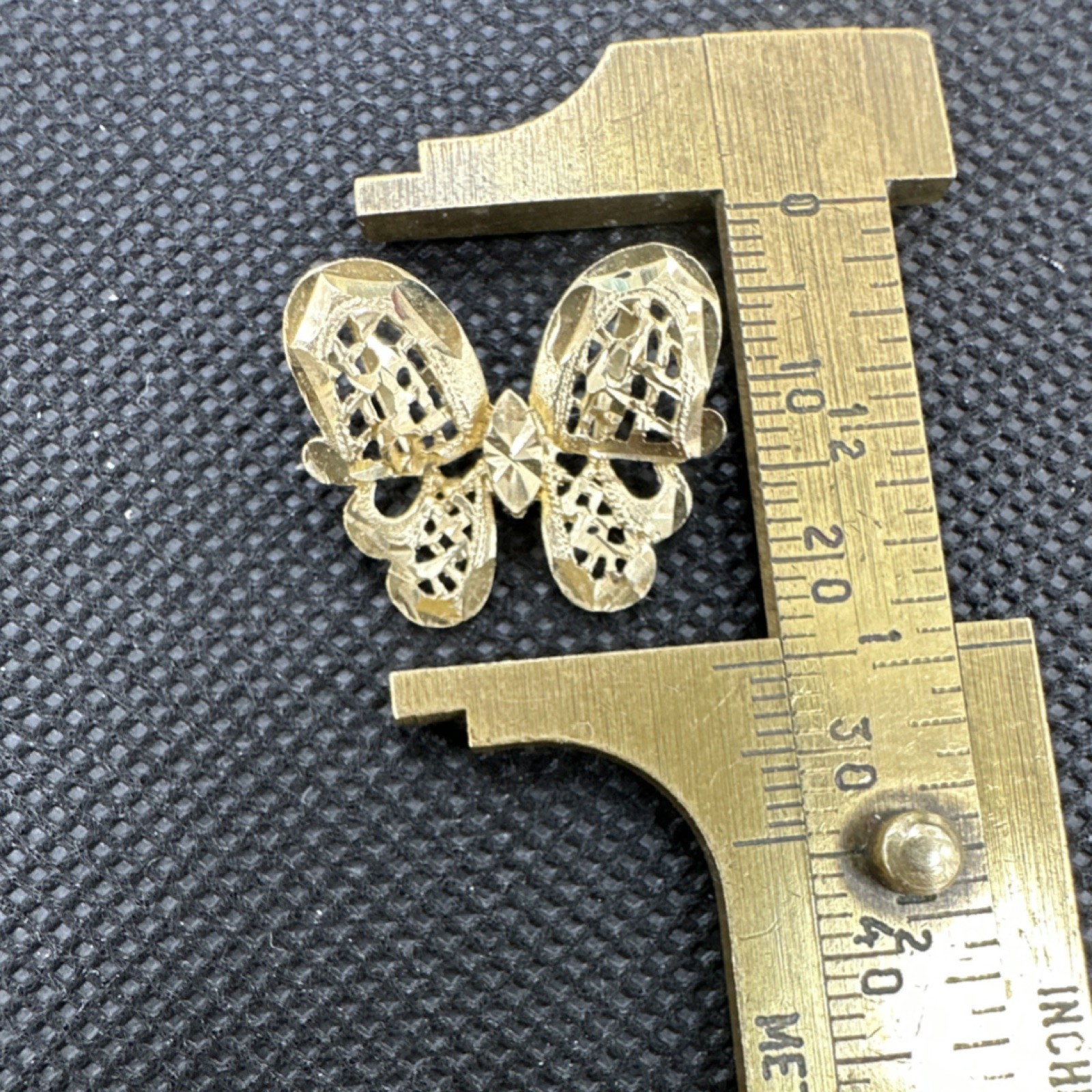 14k Gold Butterfly slider pendant, Signed 2.2cm Butterfly Theme