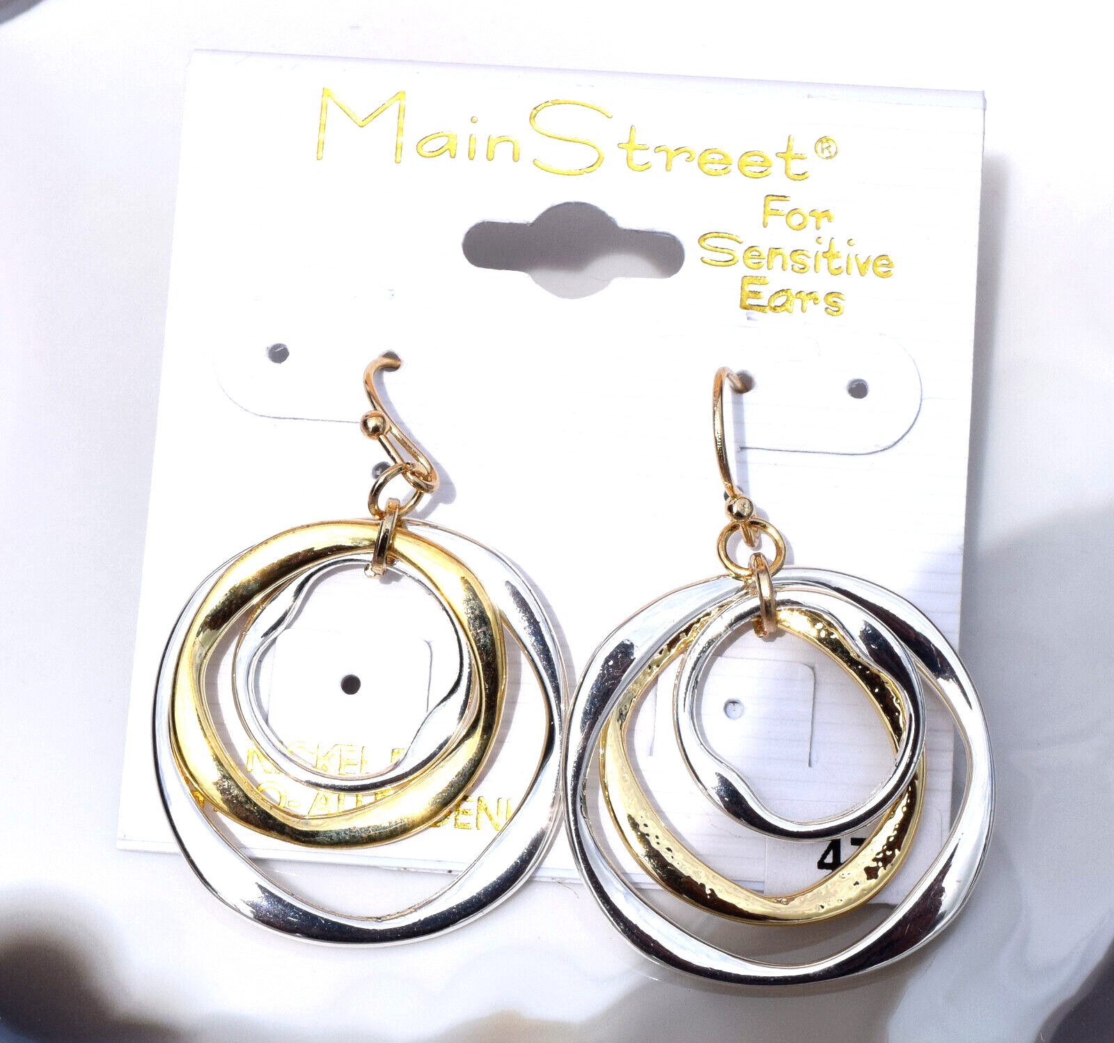 Silver & Gold Twisted Circles Earrings Polished Nickel Free & Hypo Allergenic