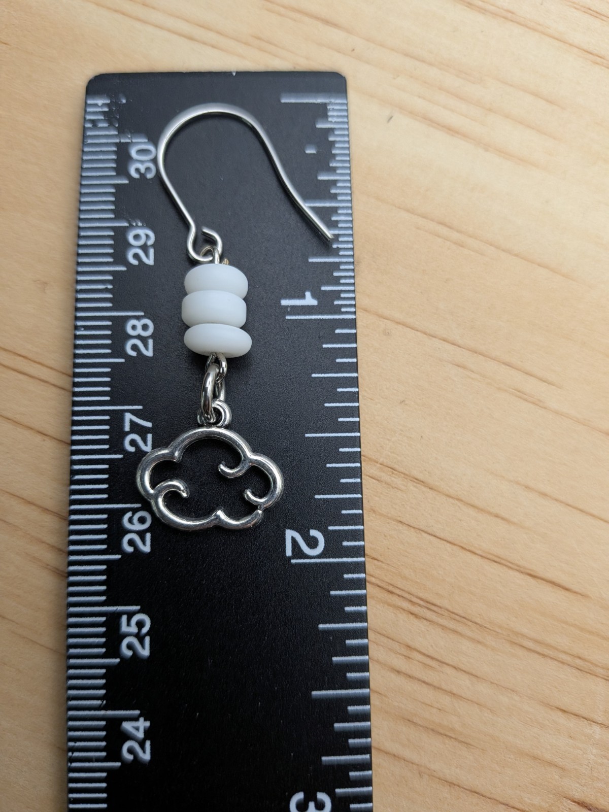 Cloud Earrings, Simple White Beaded Earrings
