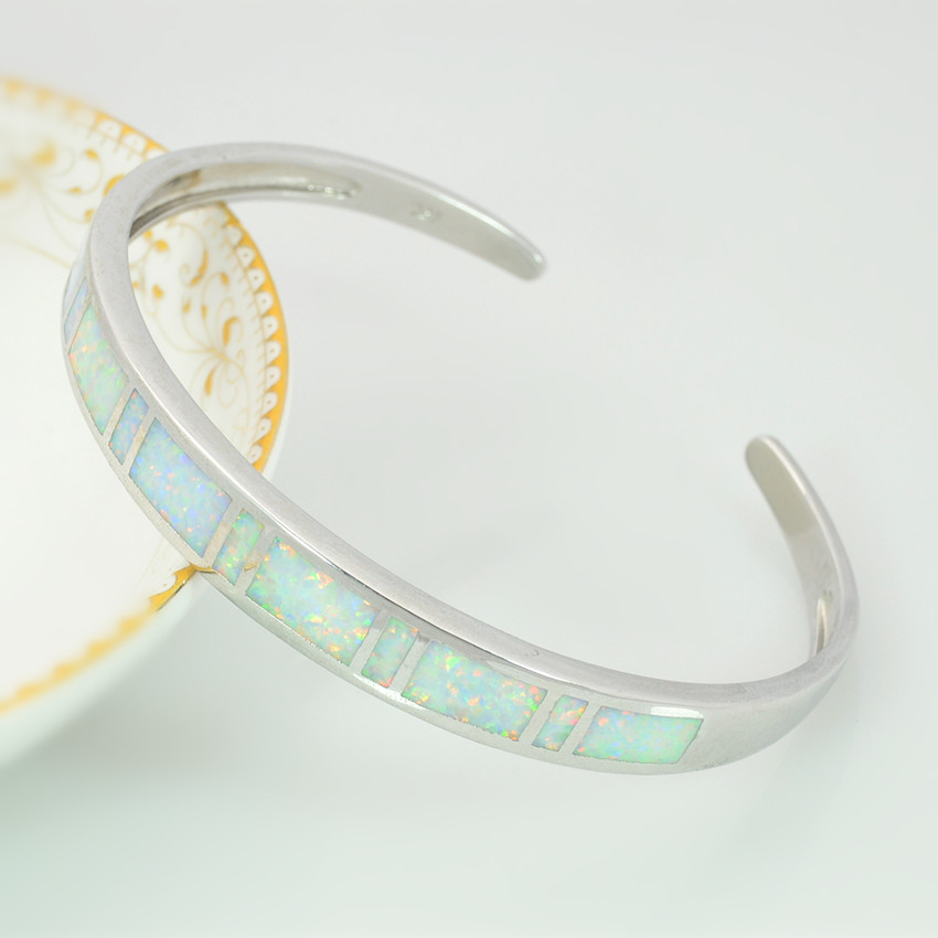 Vikoly White Opal Bangles Top Quality Silver Plated Fashion Jewelry For Women