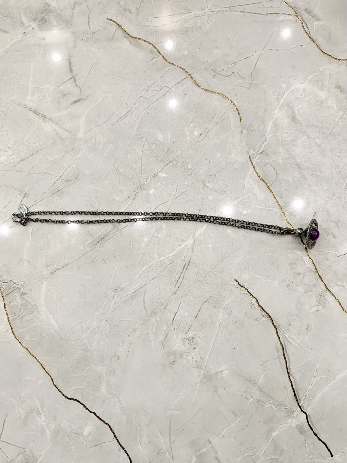 Vivienne Westwood Necklace Ornamental Small Orb Purple Gunmetal