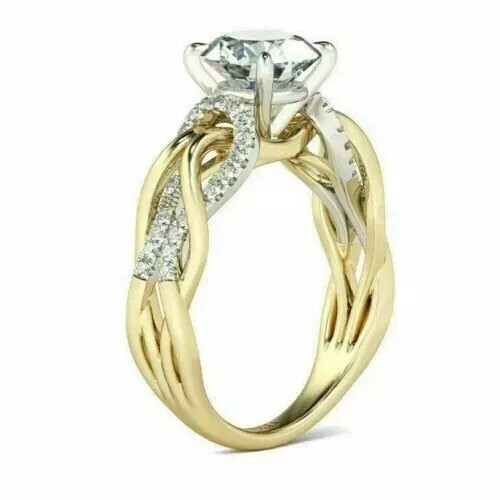 Gorgeous Women’s Wedding Ring Round Cut Simulated Diamond 14k Yellow Gold Plated