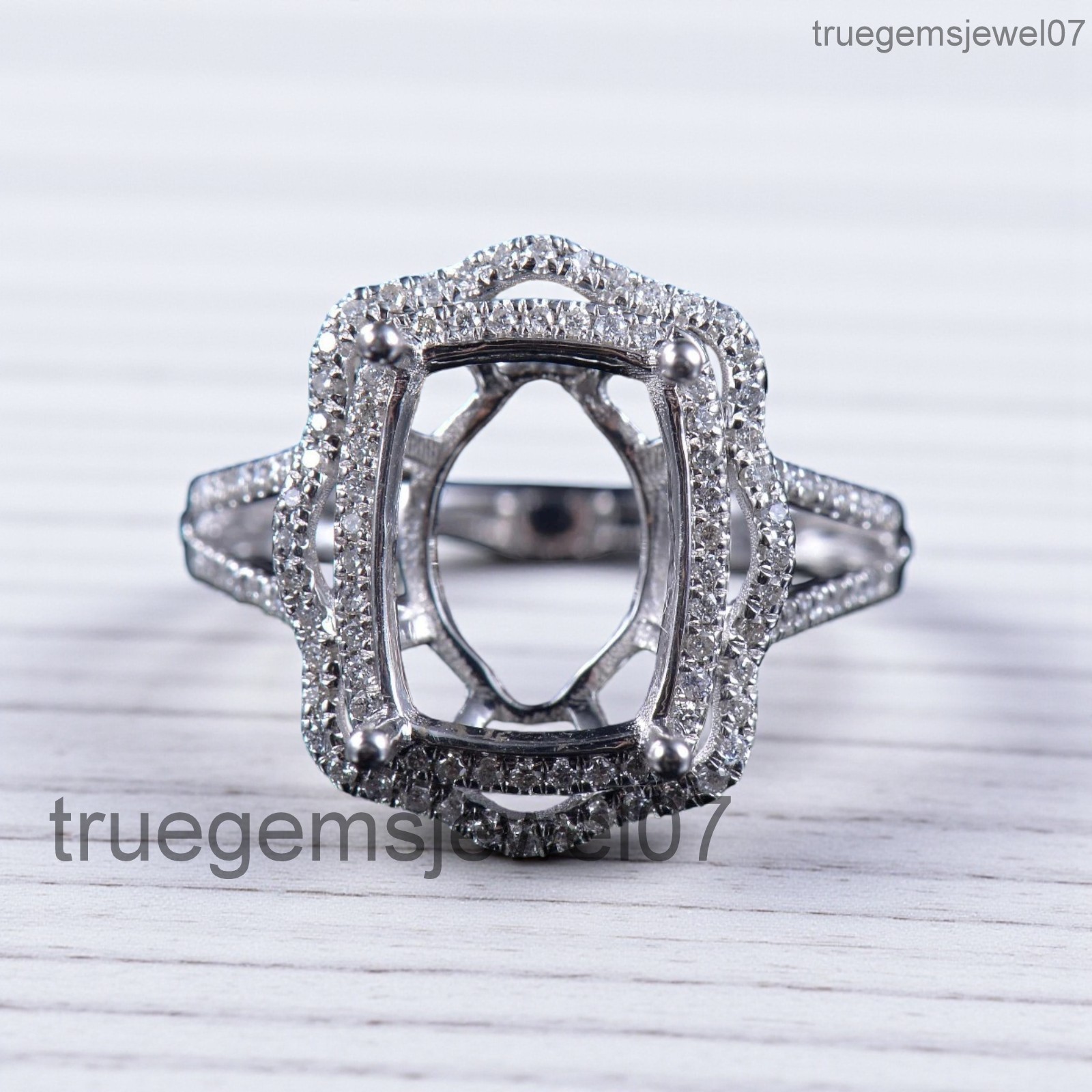 Beautiful Semi Mount Ring Setting Cushion Cut 8×10mm 925 Silver Wedding Ring