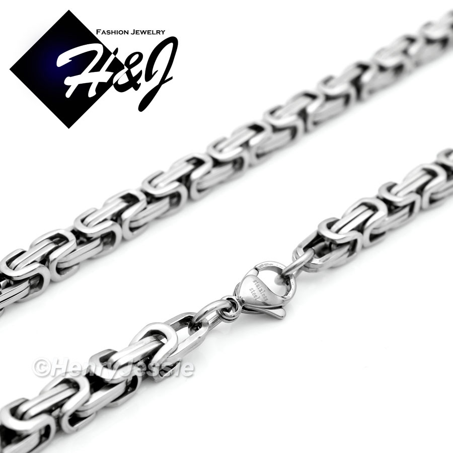 7″-11″MEN Stainless Steel 4mm/6mm/9mm Silver Byzantine Box Link Chain Bracelet