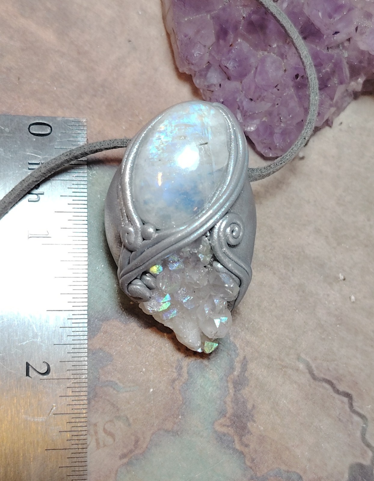 Pleiades Starseed Origins Necklace Angel Aura Quartz Moonstone Pleiadean Jewelry