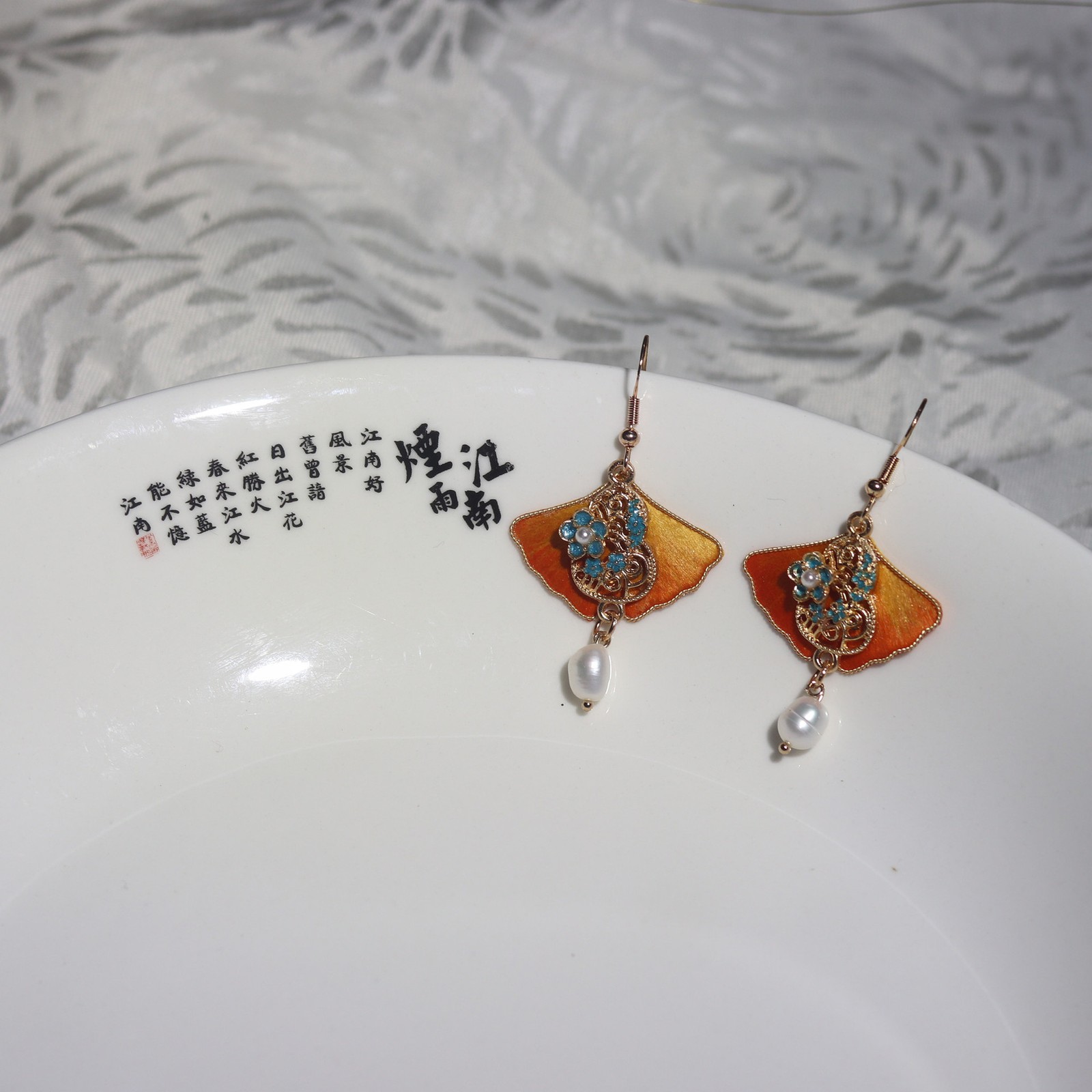 New Velvet Ginkgo Earrings Hanfu Chinese Style Classical Hair Accessories