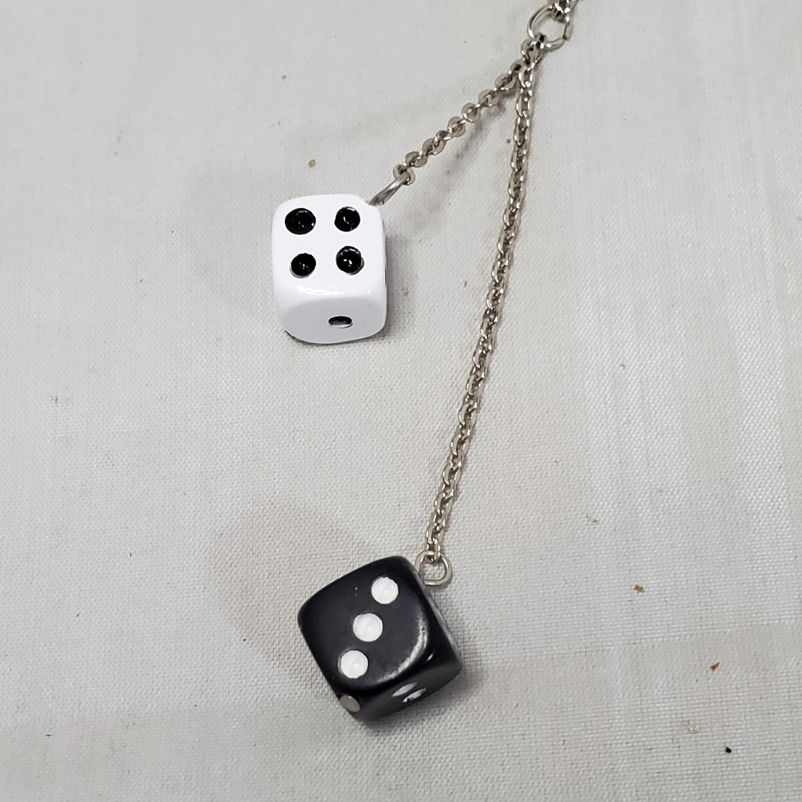 Bijou Silver Chain with Black and White Dice Necklace: NWT