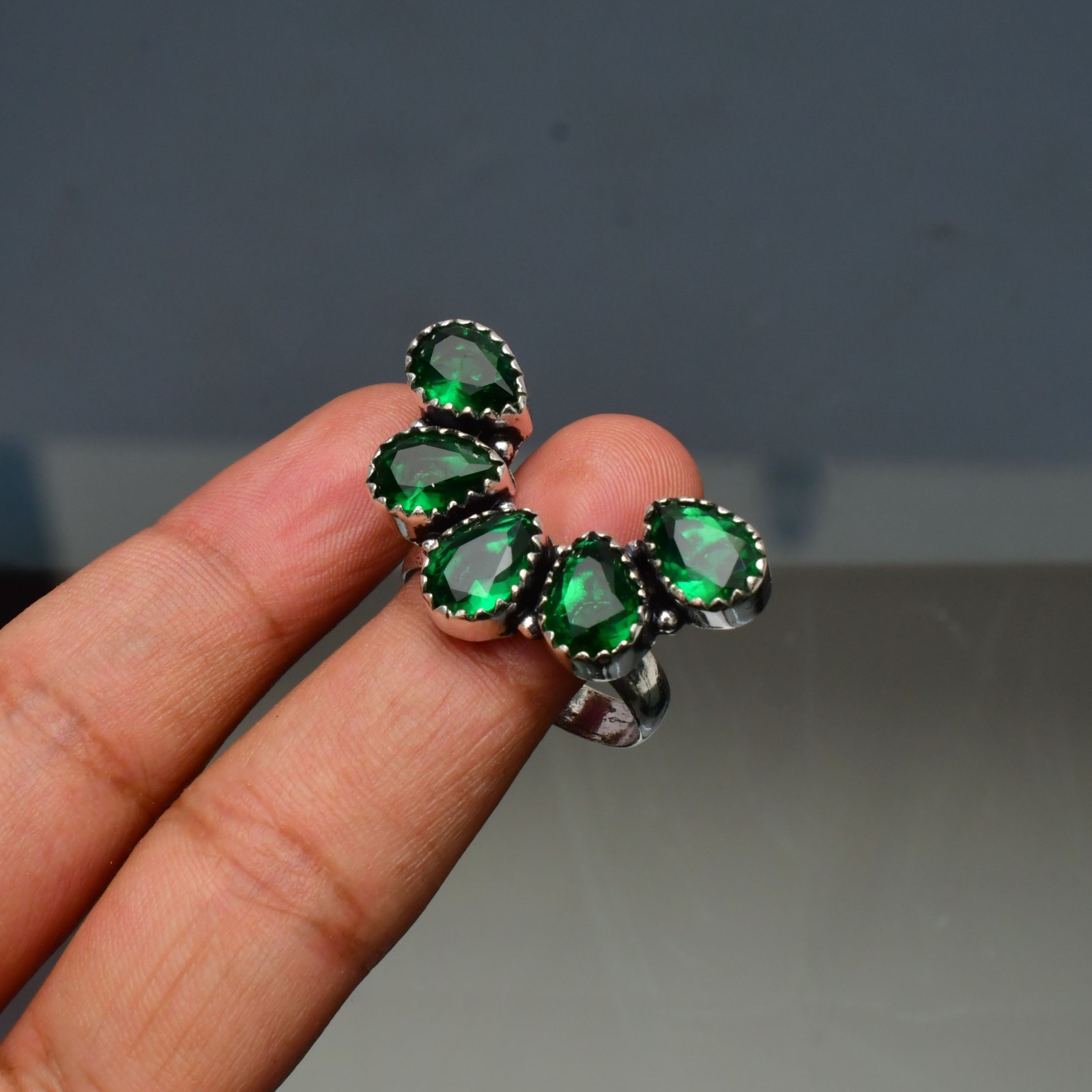 Chrome Diopside(Lab-Created)Gemstone 925 sterling silver Handmade Ring- All Size