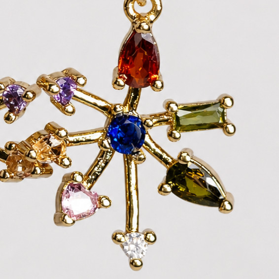 Kate Spade Starburst Rainbow Crystal Firework Drop Gold Huggie Hoop Earrings NEW