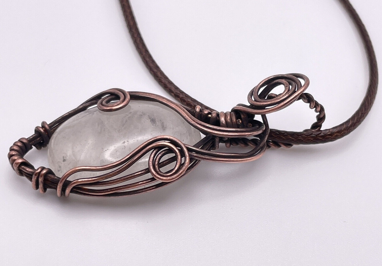 Boho Wire Wrapped Quartz Crystal Pendant Necklace Spiritual Healing Natural