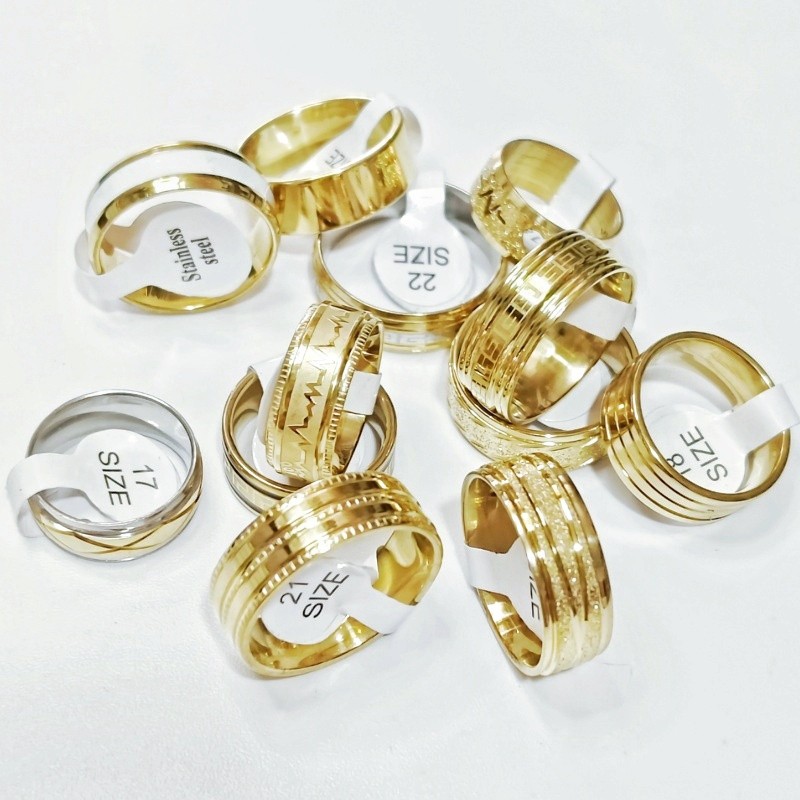 Wholesale 50 Pcs 8mm Mixed Styles Stainless Stackable Rings Unisex Bulk Jewelry