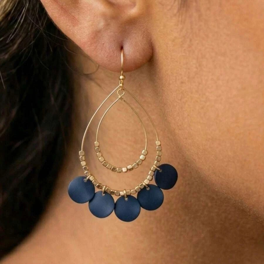 1 pair Boho Tassel Teardrop Earrings Double Layer Beaded Dangle Women Gift