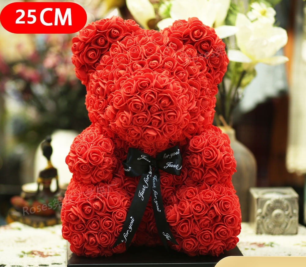 10″ Artificial Rose Teddy Bear Birthday Valentine’s Day Gift for Girlfriend Wife