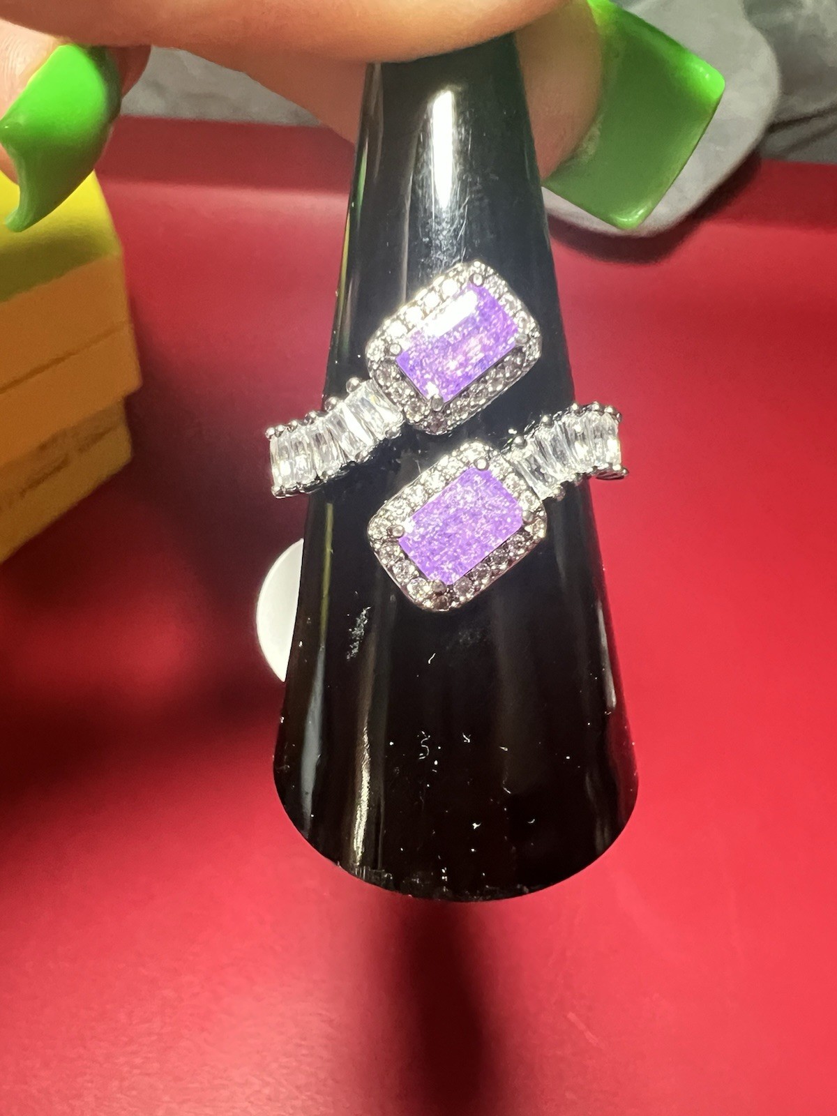 Bomb Party Ring Sz 8 Love’s Labyrinth LC Iris Ice Crystal Hematite Plating
