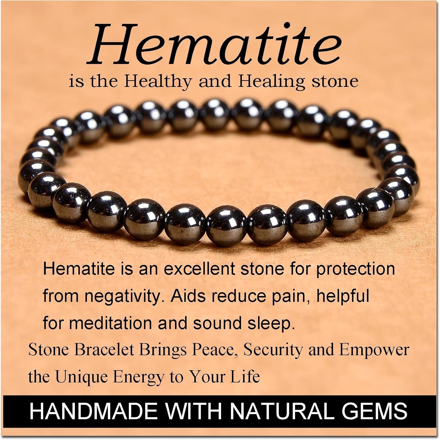 Elegant 6mm Handmade Hematite Stretch Bracelet – Perfect Gift for All Occasions