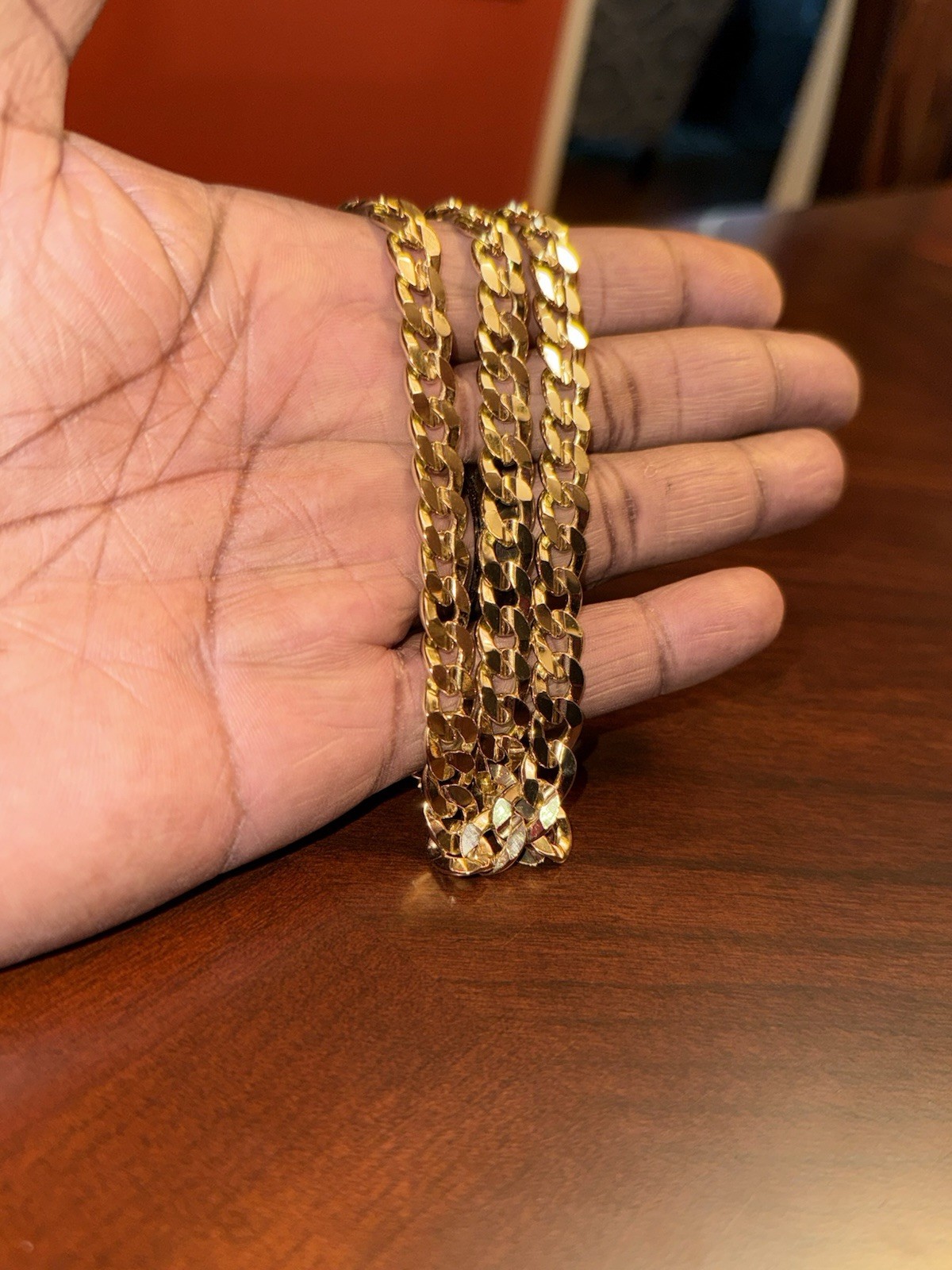 New 30 inch Stamped 14Kt Gold Plated Concave Cuban Link Chain w/ Lobster Clasp