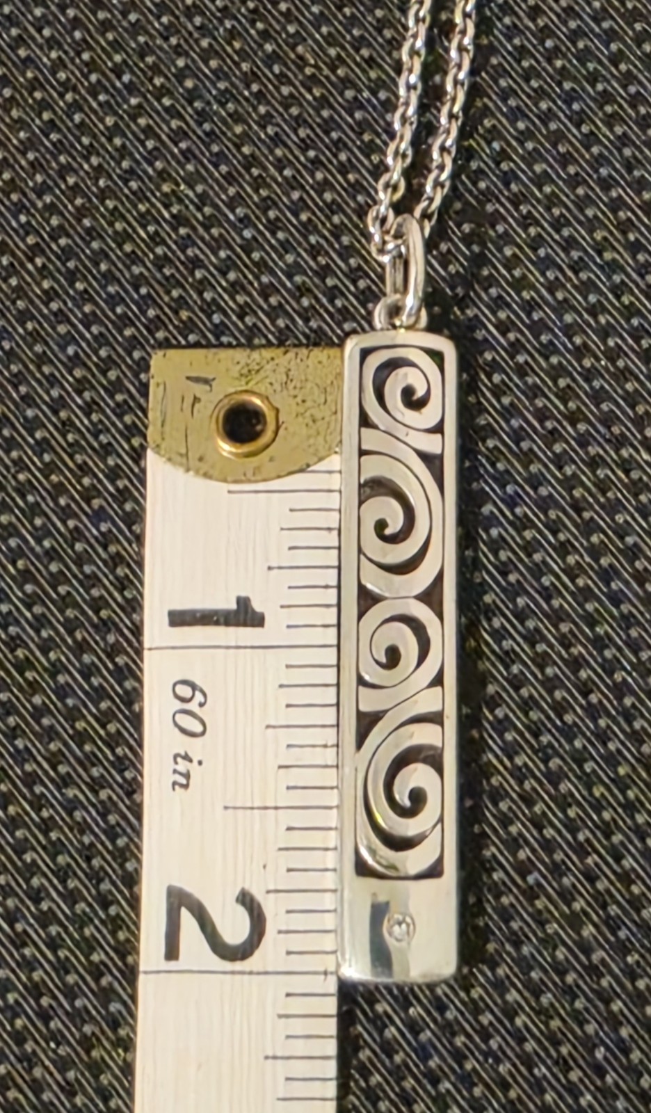 Brighton Contempo Ice Reversible Bar Necklace Scrollwork Crystal Silver Tone 20″