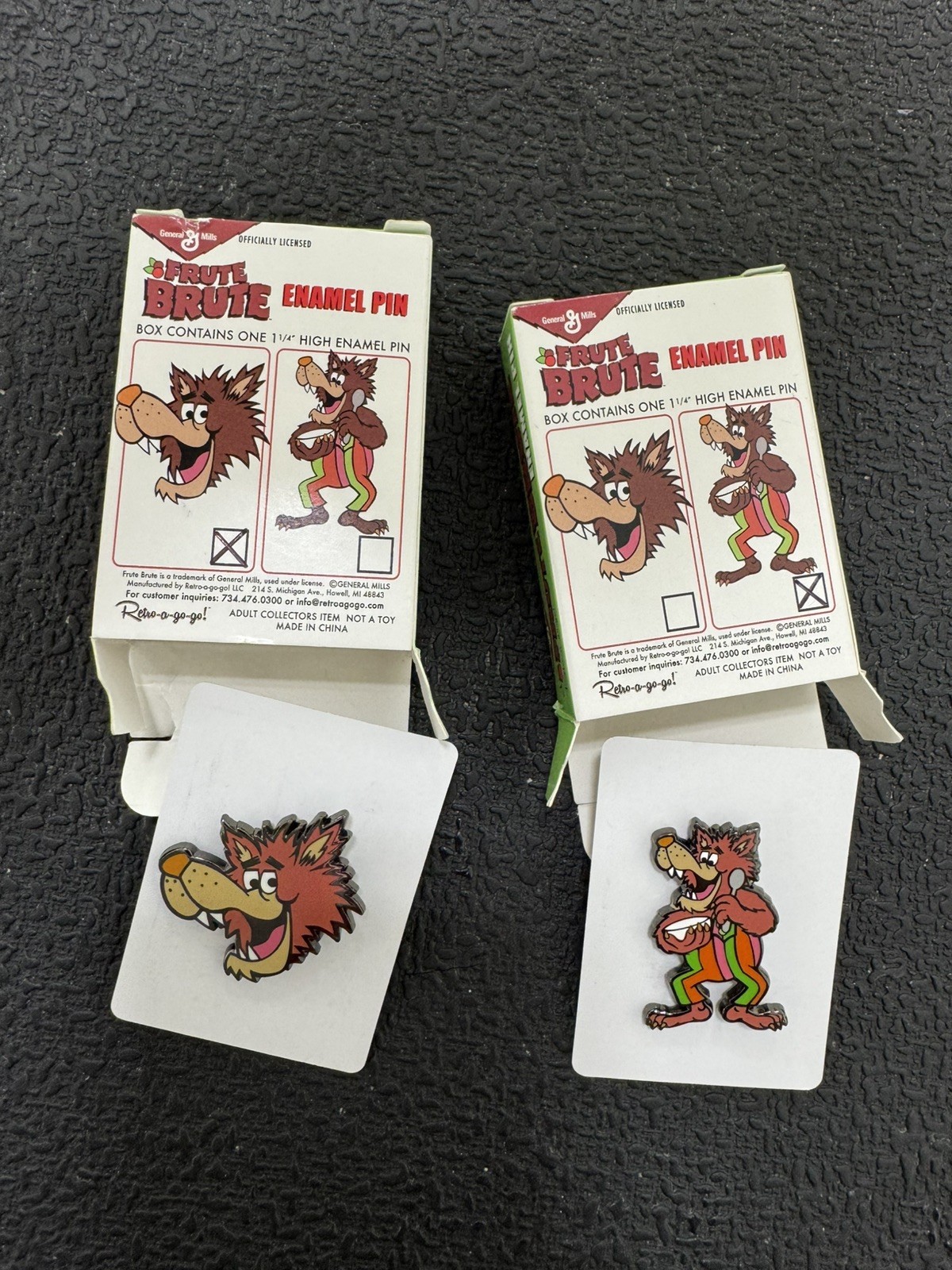 General Mills Enamel Lapel Pins Cereal Monster Retro Frute Brute
