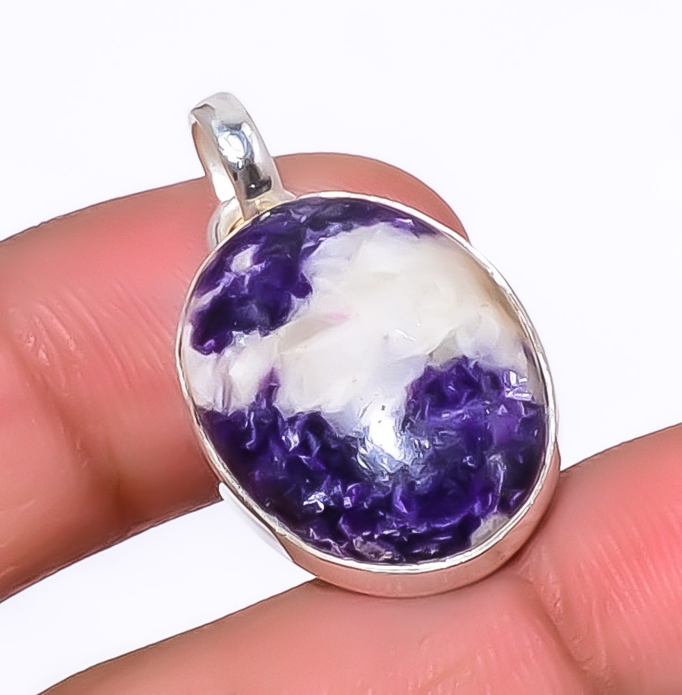 Lepidolite – San Diego Gemstone 925 Sterling Silver Jewelry Pendant 1.17″ A372
