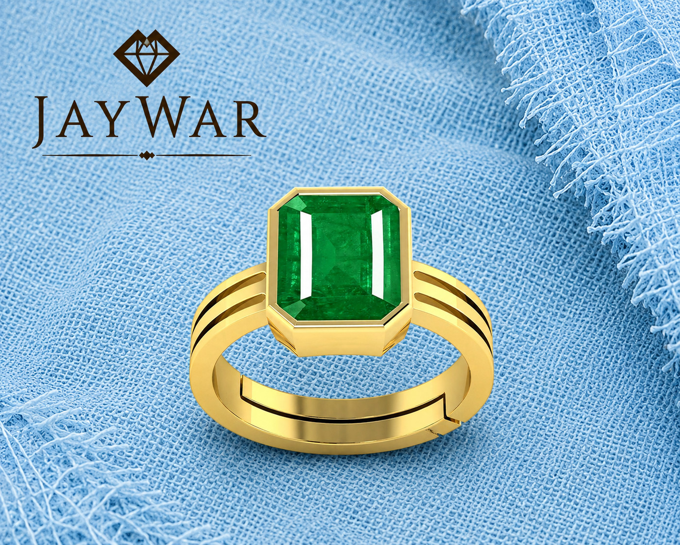 Jaywar Adjustable Emerald Ring Panchdhatu Gold Plated Unisex Men Women Gift