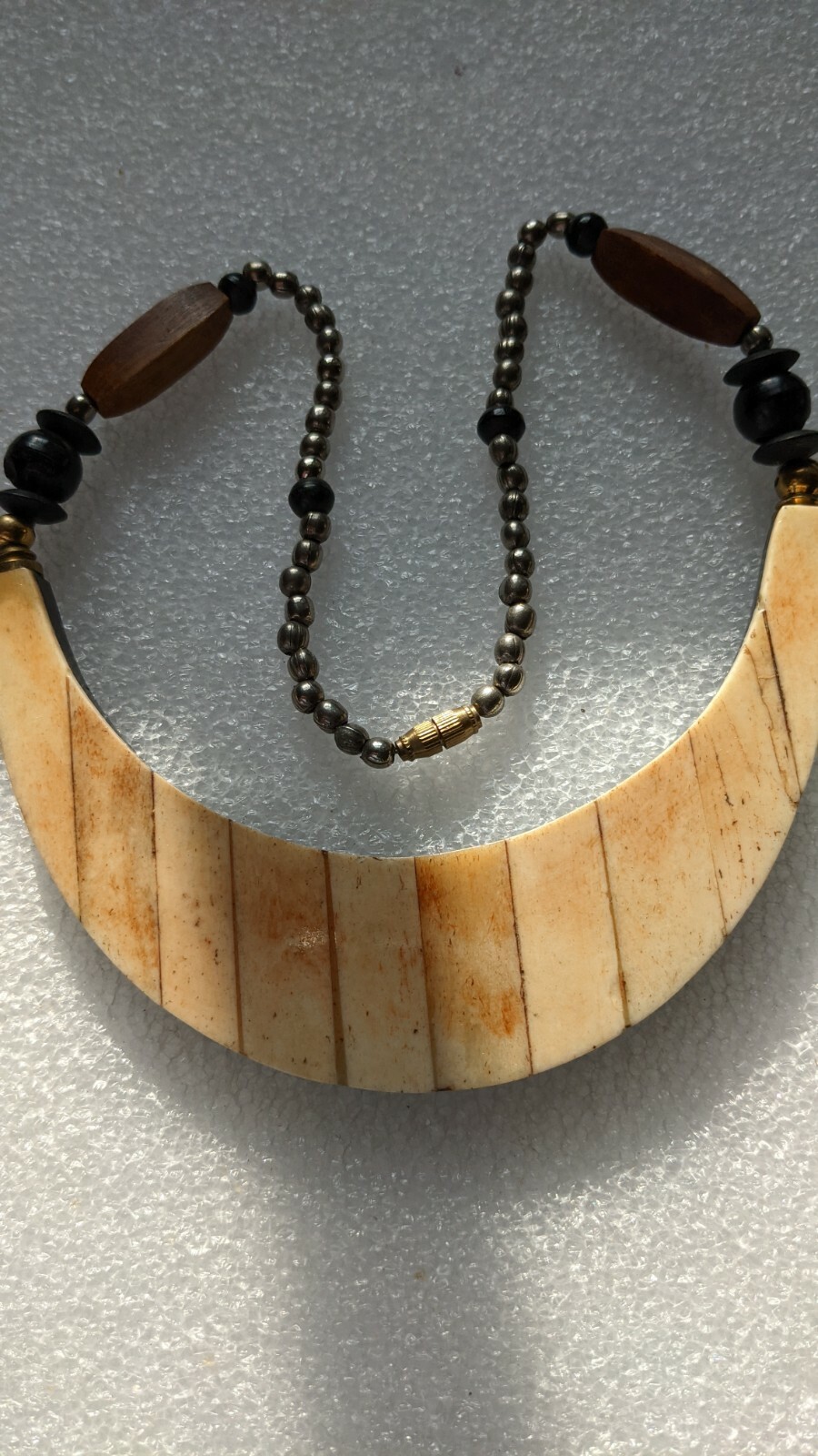 Vintage Necklace & Bovine &Silver Tone spacers 18 inch long 69g Unique Gift