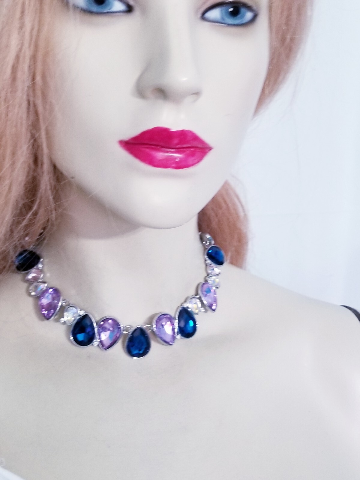 Choker Necklace ONLY Rhinestone Crystal Purple Prom Pageant Bridal