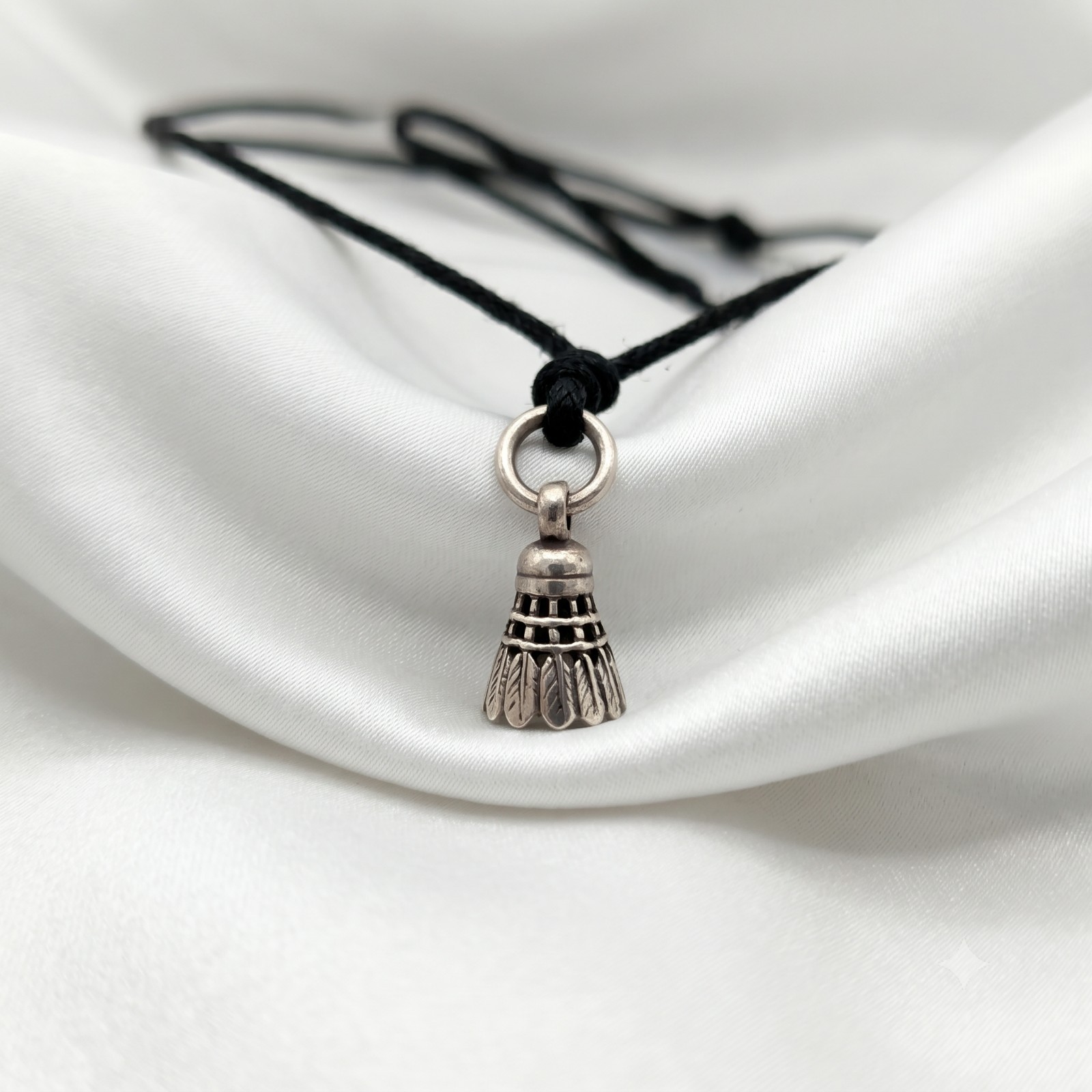 Shuttlecock 92.5 Sterling Silver Gold Brass Charm Necklace Pendant Jewelry