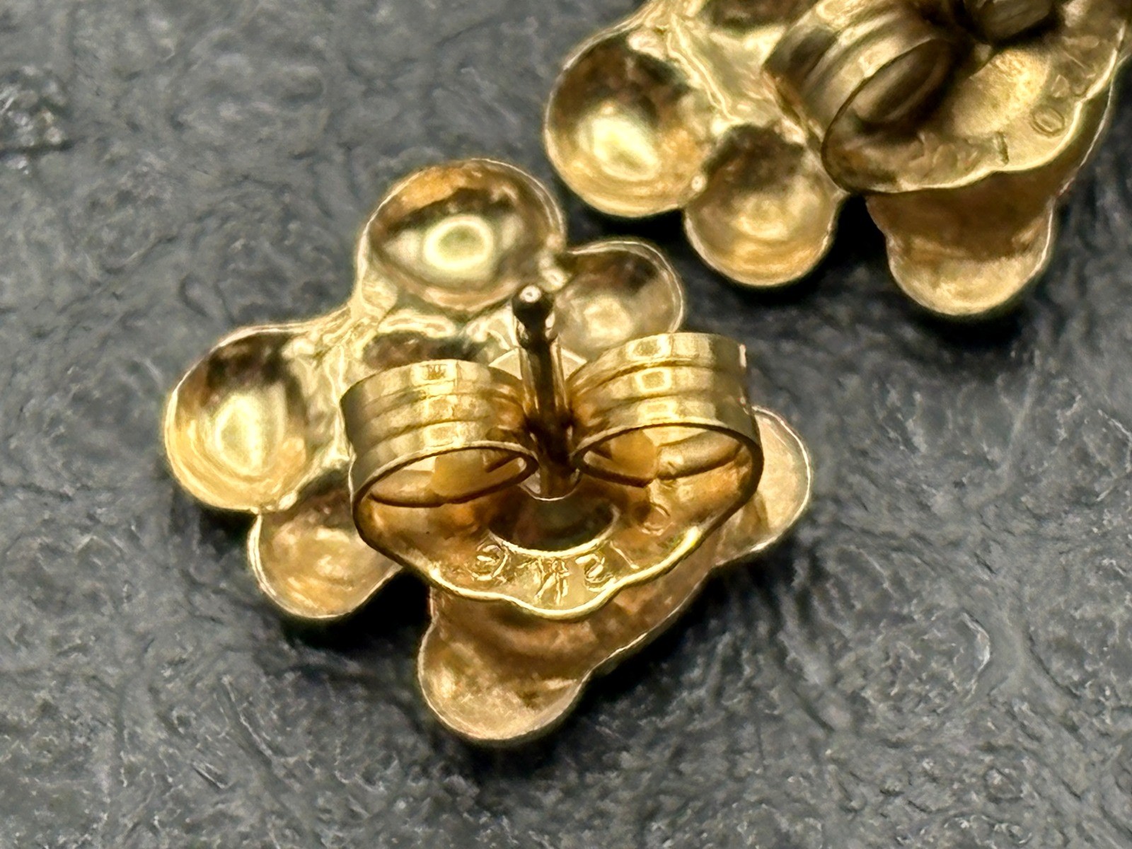 Vintage Gold Filled Teddy Bear Stud Earrings Butterfly Closure Cute