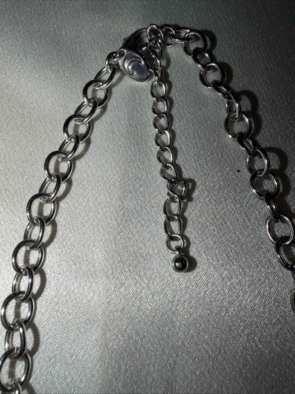Charming Charlie Fashion Necklace, Silver Colored, And Rhinestones 16 Inch Adj.