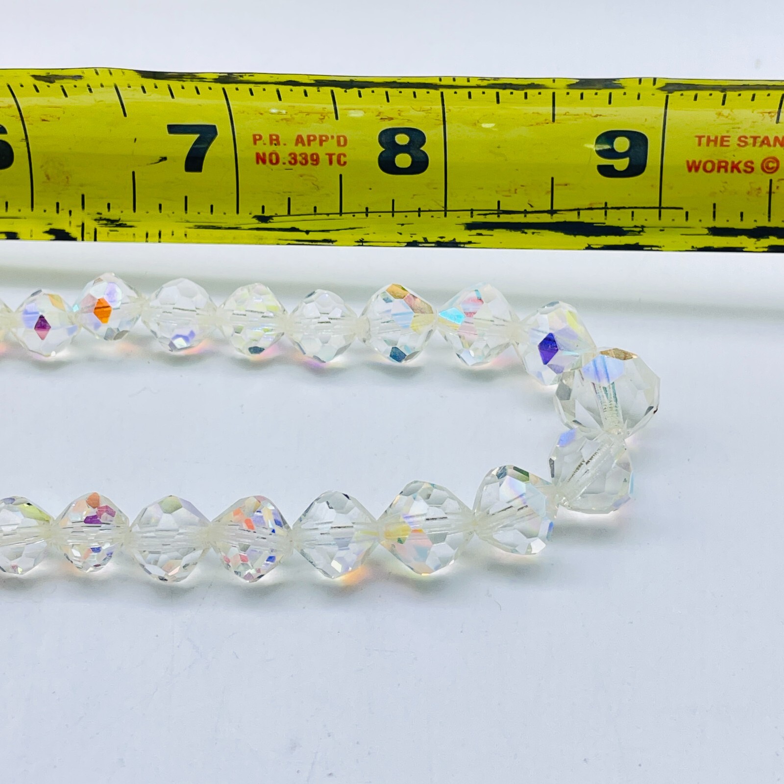 Aurora Borealis Beaded Necklace Silver Tone Graduated Glam Bling Sparkle Holiday