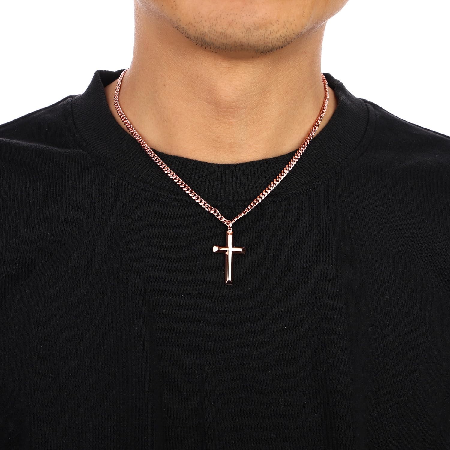 Copper Cross Necklace for Men & Boys – 99.9% Pure Copper Pendant & Chain, 18″-24
