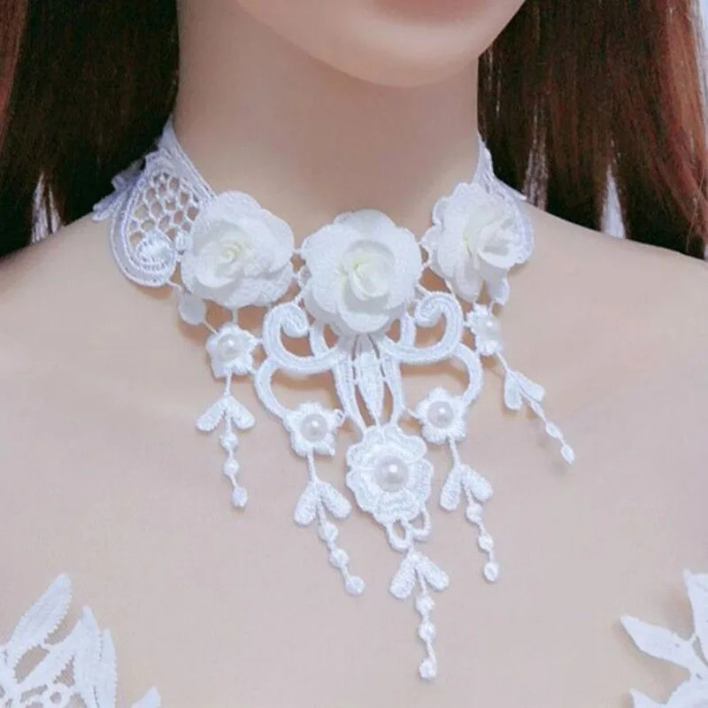 Lady Chokers Leaf Tassel Women Neck Jewelry Accessory Girl Lace Gothic Vintage S