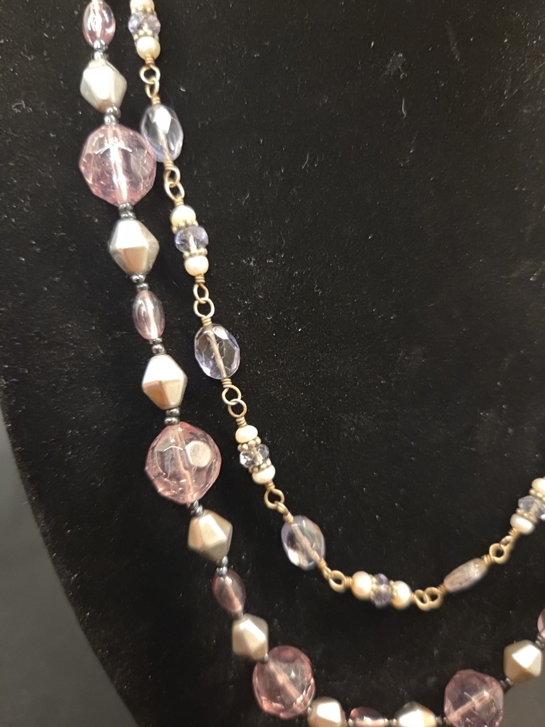 Purple & Silvertone Set Of 2 Necklaces 1, 16″ Other 20″ & Purple Stone Earrings