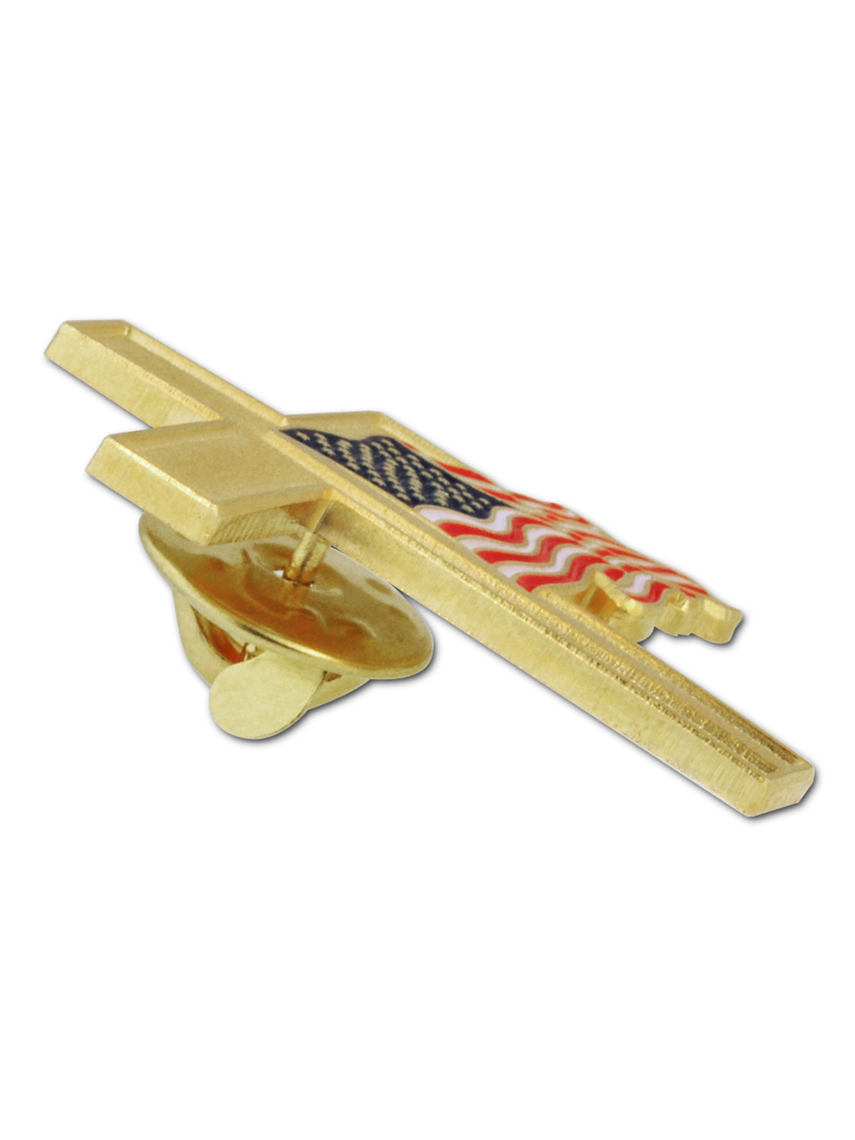 PinMart’s American Flag Gold Cross Religious Military Patriotic Lapel Pin