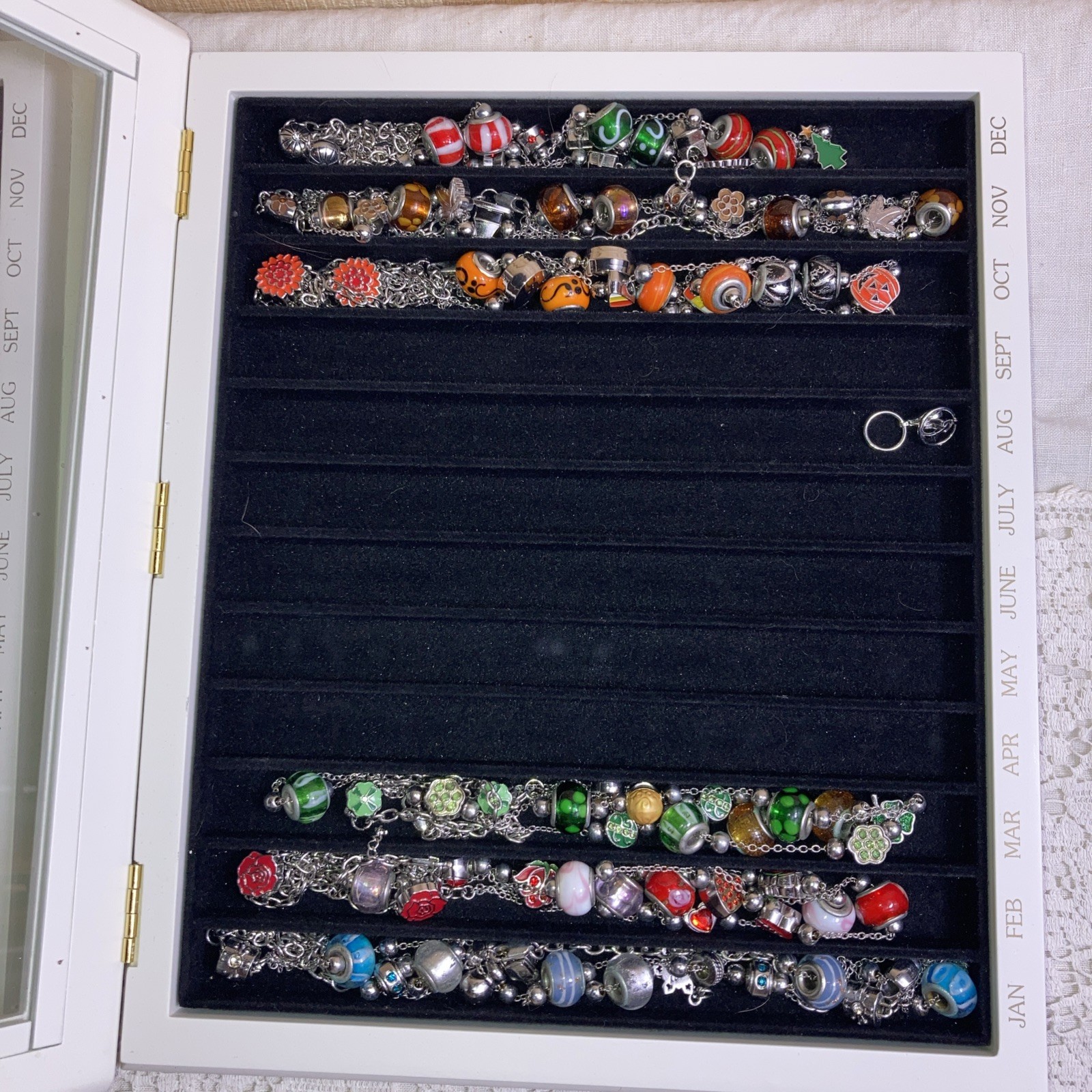 Willabee Ward Monthly Charm Bracelets & Necklaces W/ Wooden Cases Incomplete Set