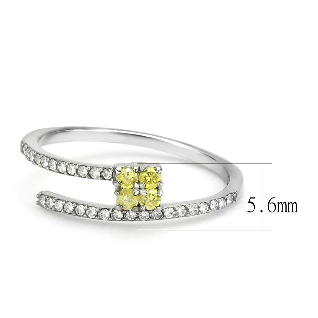 DA338 – No Plating Stainless Steel Ring with AAA Grade CZ in Topaz