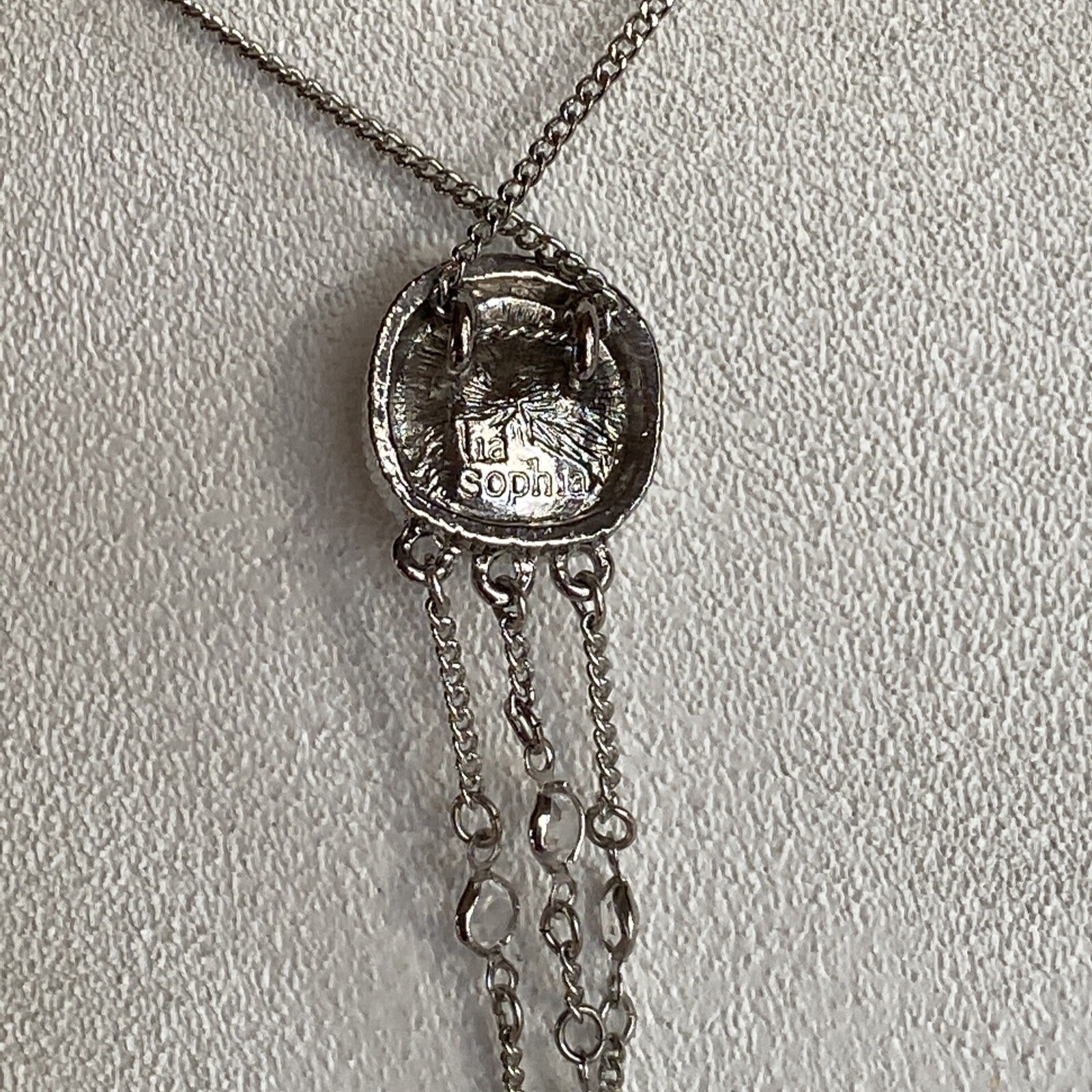 Lia Sophia Bella Donna Necklace 15-18” Earrings Silver Tone Rare Set Cz Wow!