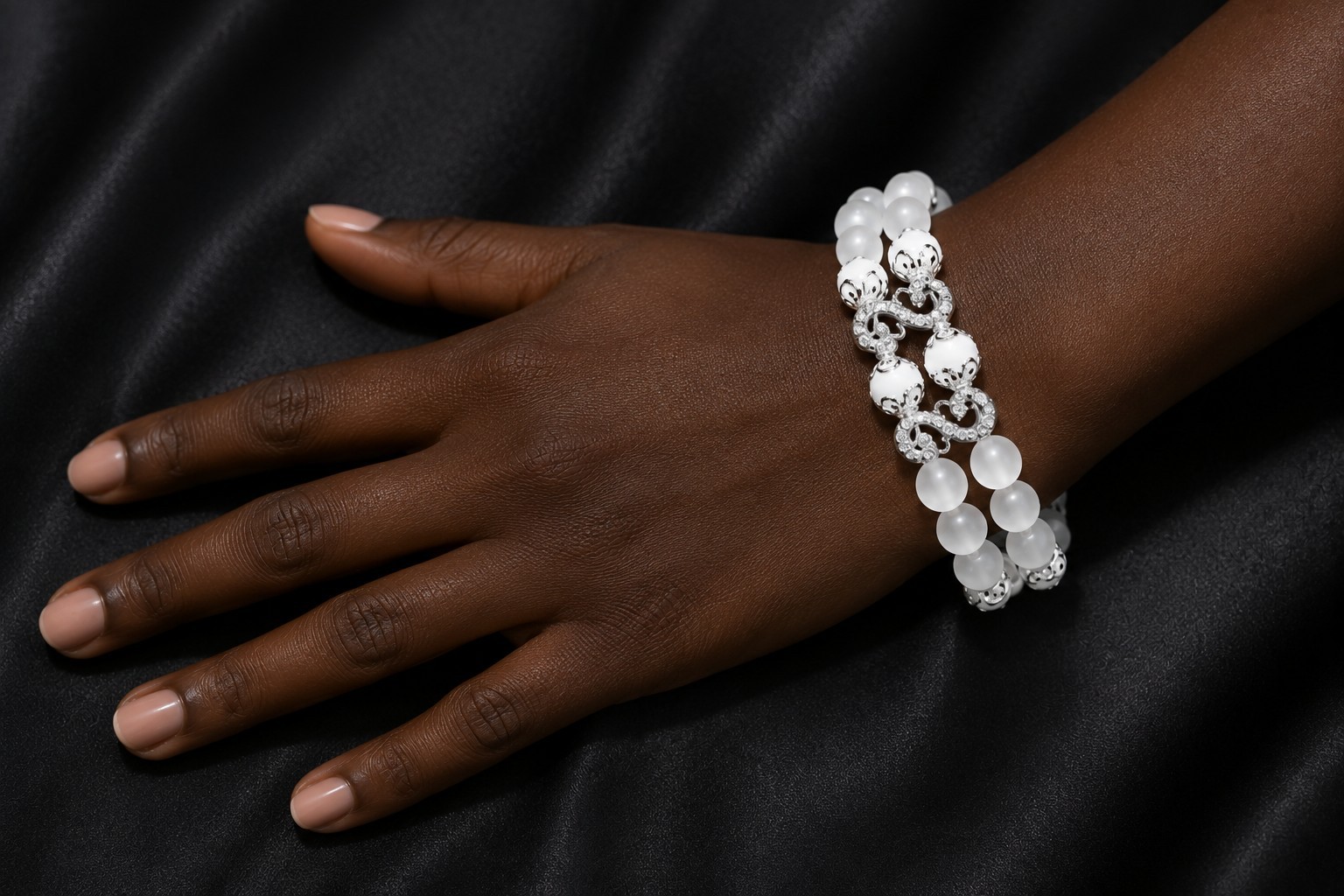 White crystal Beaded Bracelet Handmade Stretch Bracelet,Elegant Women’s Jewelry