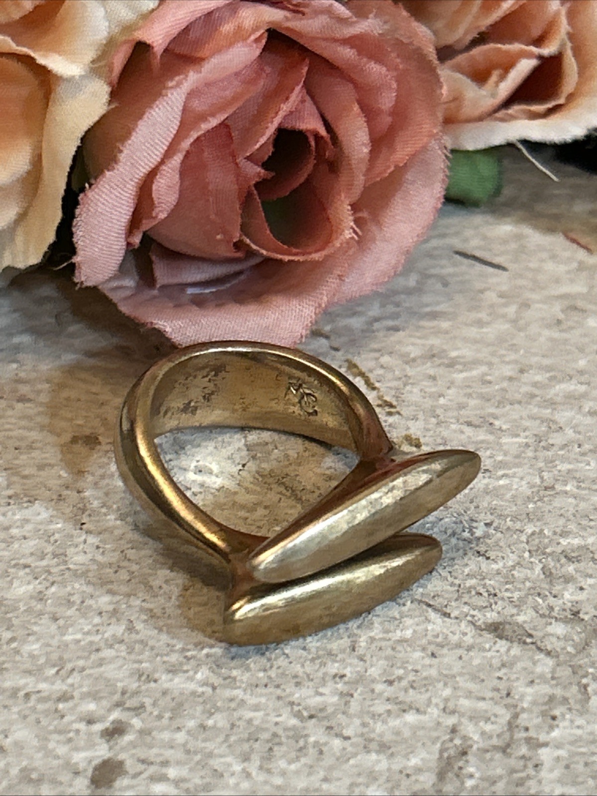 56. Monica Castiglioni MC Bronze Rose gold tone Open Design Ring 13.4g, 6.5-.75s