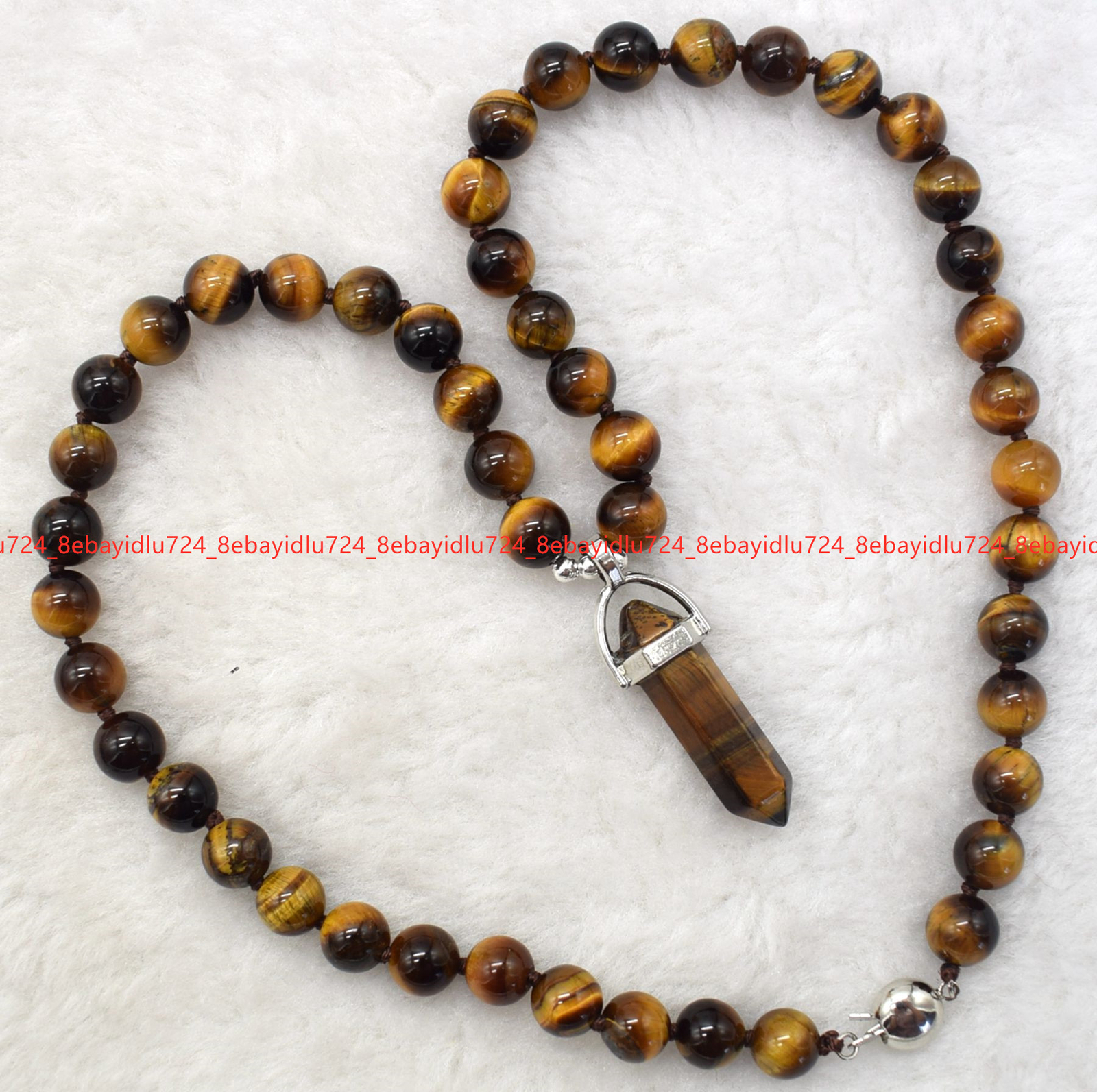 8/10/12mm Natural Yellow Tiger’s Eye Round Gems Beads Pendant Necklace 16-36″